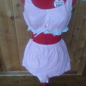 1960's vintage 2 piece cotton swimsuit